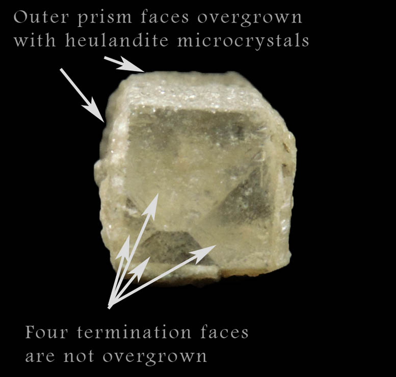 Natrolite with partial coating of Heulandite from Chimney Rock Quarry, Bound Brook, Somerset County, New Jersey