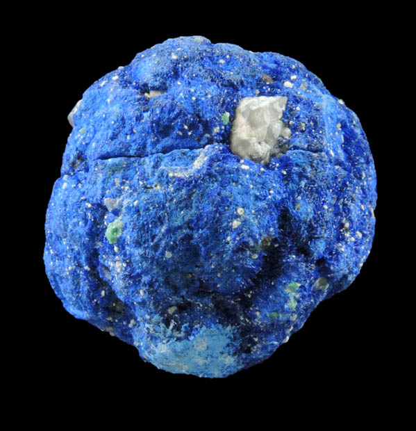 Azurite nodule with Azurite crystals lining the center cavity from Blueball Mine, Globe-Miami District, Gila County, Arizona