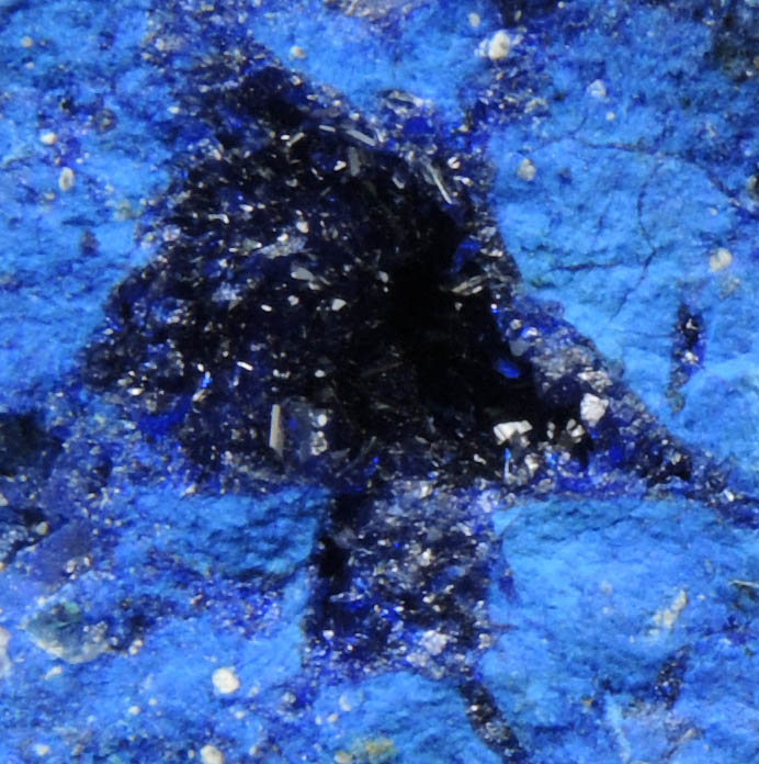 Azurite nodule with Azurite crystals lining the center cavity from Blueball Mine, Globe-Miami District, Gila County, Arizona