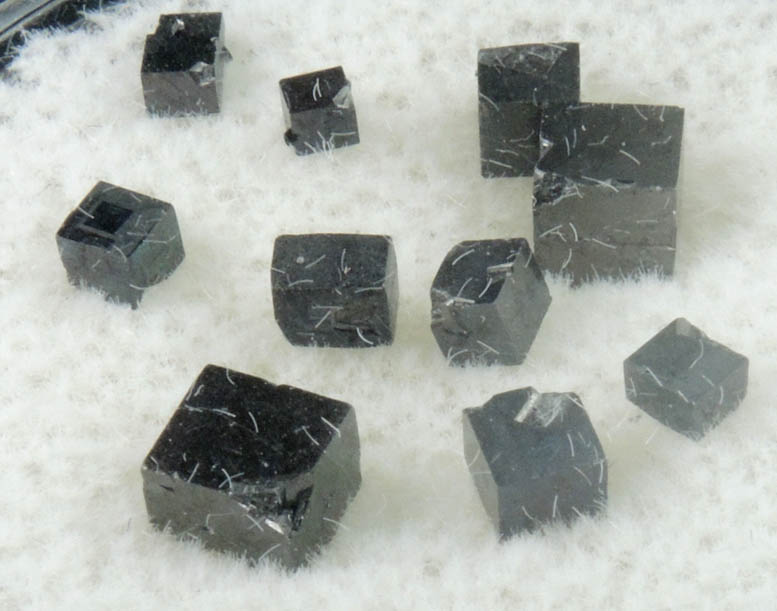 Magnetite exhibiting rare cubic habit (set of 10 crystals) from ZCA Mine No. 4, Fowler Ore Body, 2500' Level, Balmat, St. Lawrence County, New York