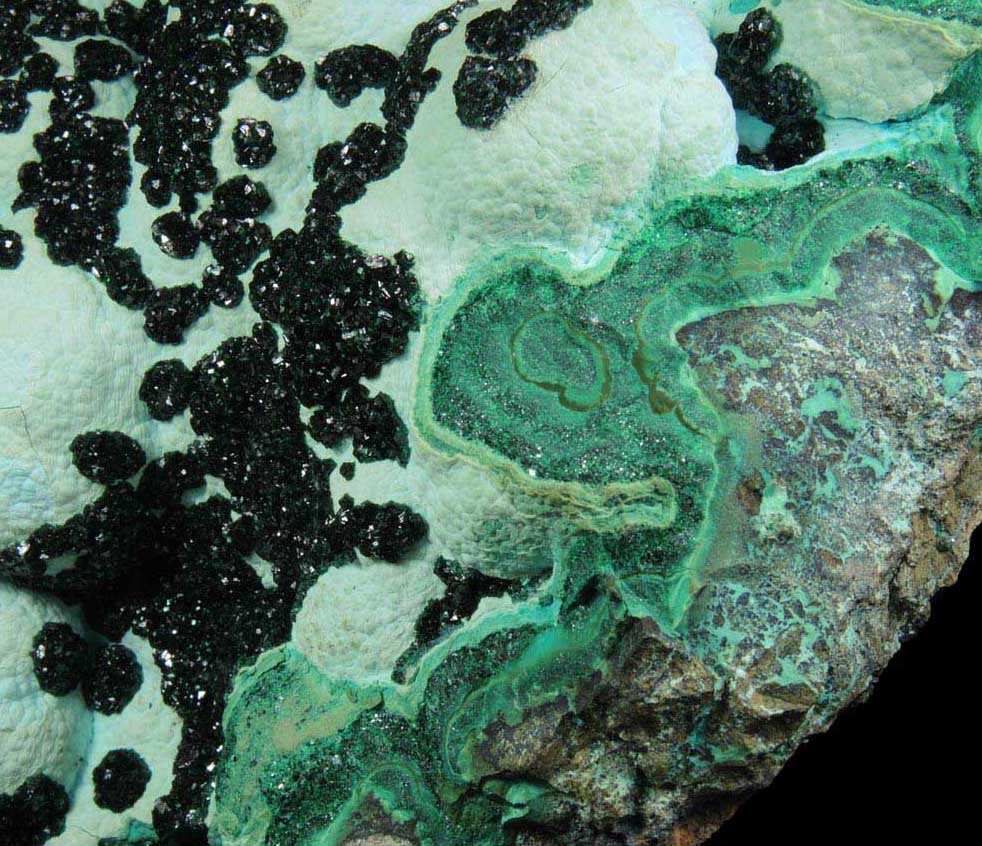 Malachite on Chrysocolla from Lubumbashi, Katanga Copperbelt, Haut-Katanga Province, Democratic Republic of the Congo