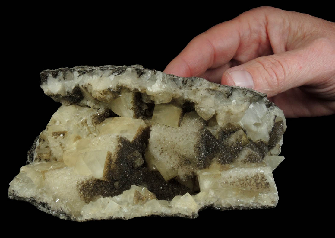 Calcite with Stilbite from Long Dock Co. Bergen Tunnel (complete 1861), Hudson County, New Jersey