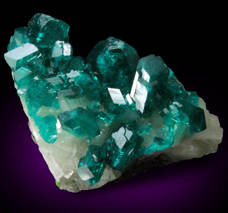 Dioptase on Calcite from Tsumeb Mine, Otavi-Bergland District, Oshikoto, Namibia