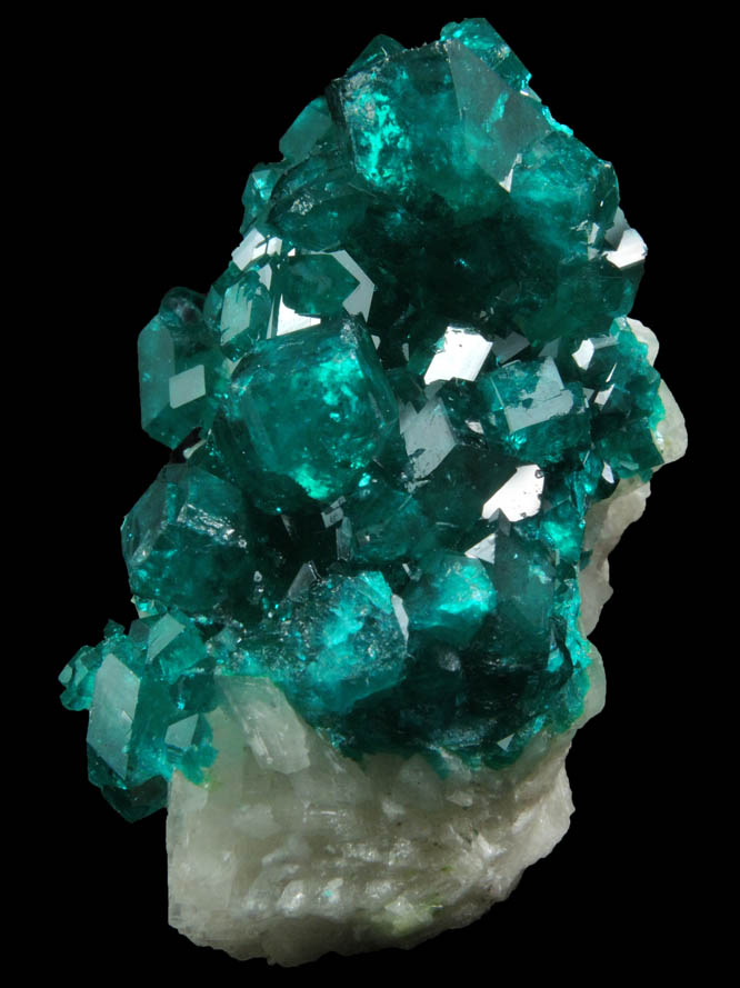 Dioptase on Calcite from Tsumeb Mine, Otavi-Bergland District, Oshikoto, Namibia