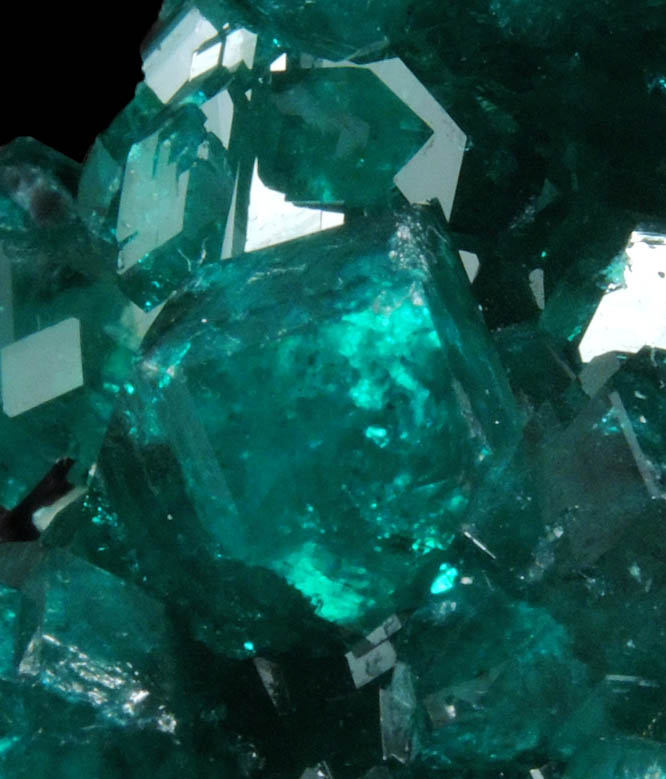 Dioptase on Calcite from Tsumeb Mine, Otavi-Bergland District, Oshikoto, Namibia