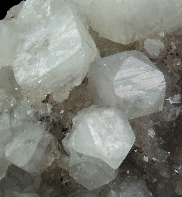 Apophyllite on Quartz with Calcite from Lower New Street Quarry, Paterson, Passaic County, New Jersey