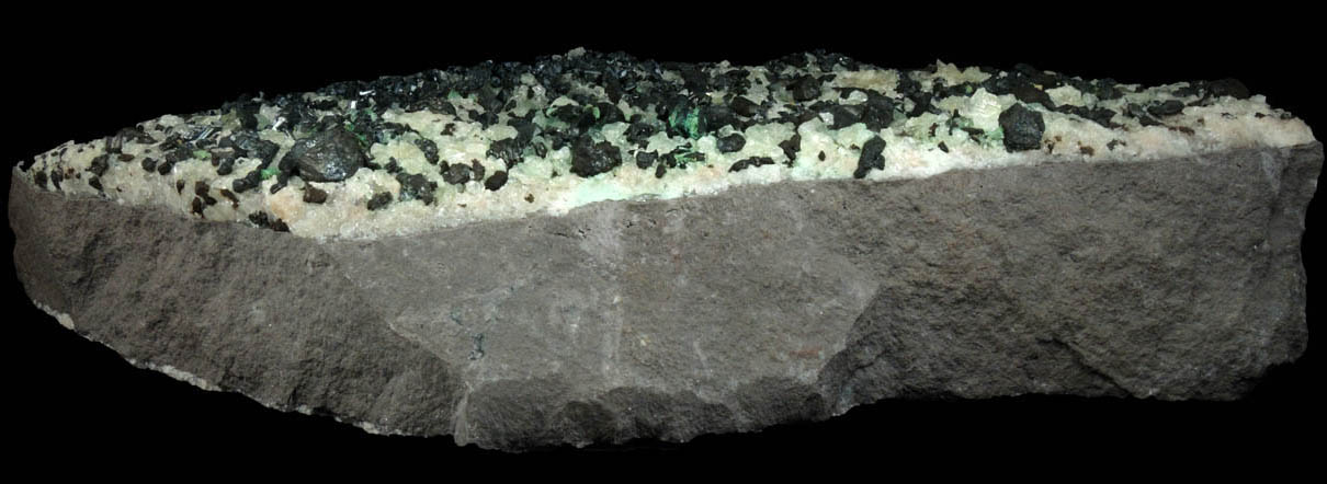 Chalcocite with Chrysocolla embedded in Calcite vein from Chimney Rock Quarry, Bound Brook, Somerset County, New Jersey