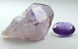 Quartz var. Amethyst (crystal with 2.05 faceted gemstone) from Alto Uruguai, Rio Grande do Sul, Brazil