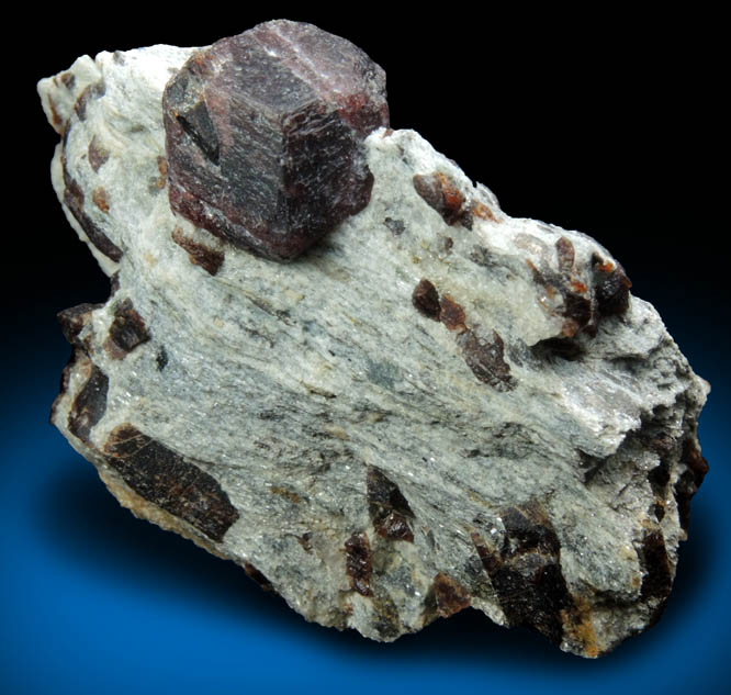 Almandine Garnet with Staurolite from Green's Farm, 750 m. ESE of Roxbury Falls, Roxbury, New Haven County, Connecticut