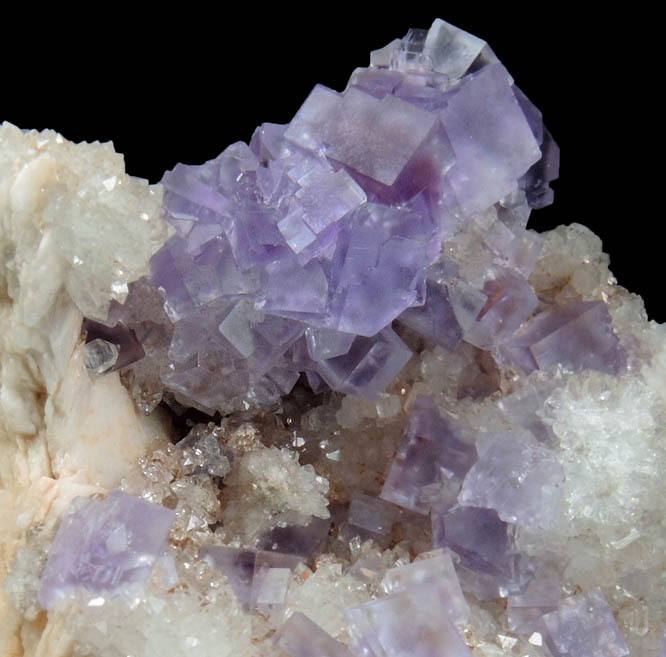 Fluorite on Quartz with Barite from Caravia-Berbes District, Asturias, Spain