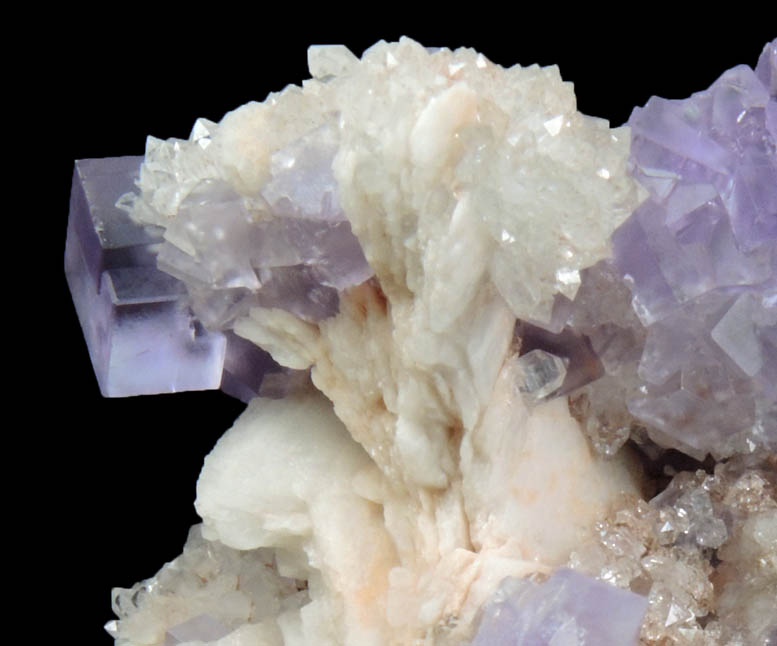 Fluorite on Quartz with Barite from Caravia-Berbes District, Asturias, Spain