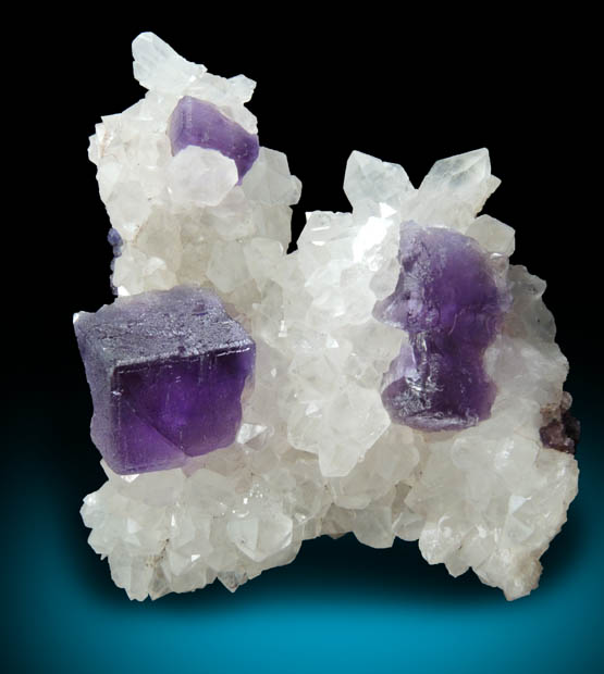 Fluorite on Quartz from Caravia-Berbes District, Asturias, Spain