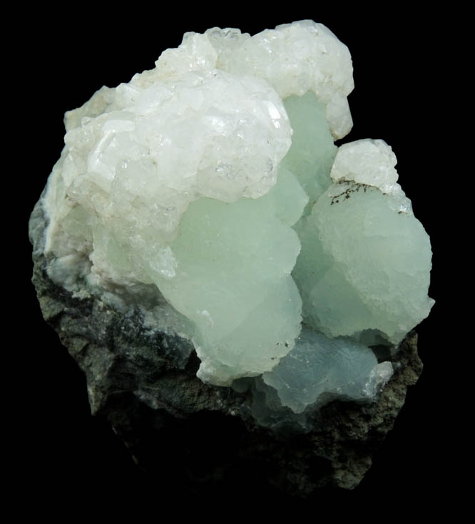 Apophyllite on Prehnite from O and G Industries Southbury Quarry, Southbury, New Haven County, Connecticut