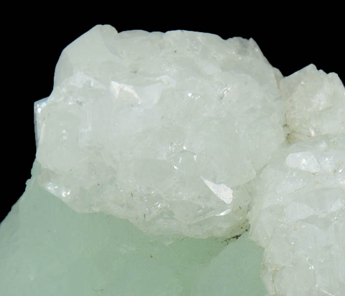 Apophyllite on Prehnite from O and G Industries Southbury Quarry, Southbury, New Haven County, Connecticut