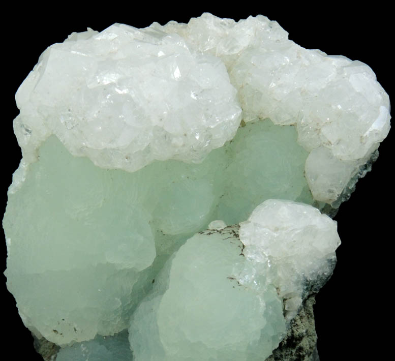 Apophyllite on Prehnite from O and G Industries Southbury Quarry, Southbury, New Haven County, Connecticut