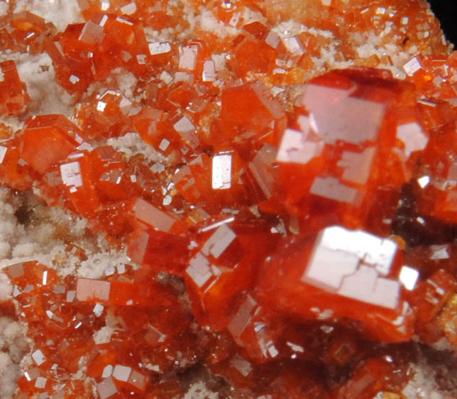 Vanadinite on Barite with Calcite from Mibladen, Haute Moulouya Basin, Zeida-Aouli-Mibladen belt, Midelt Province, Morocco