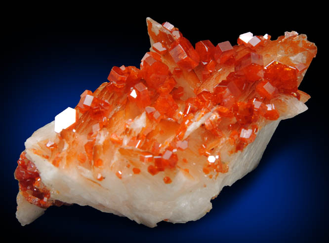 Vanadinite on Barite from Mibladen, Haute Moulouya Basin, Zeida-Aouli-Mibladen belt, Midelt Province, Morocco