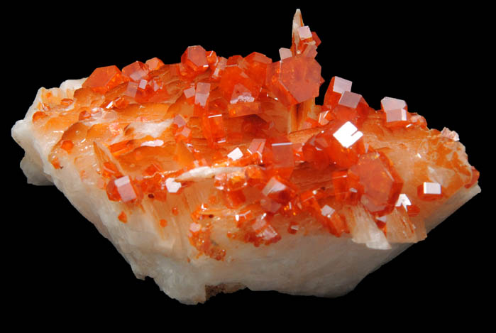 Vanadinite on Barite from Mibladen, Haute Moulouya Basin, Zeida-Aouli-Mibladen belt, Midelt Province, Morocco