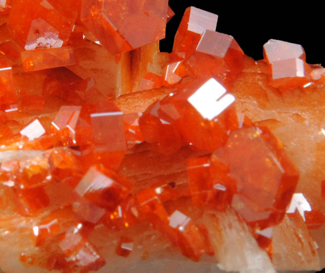 Vanadinite on Barite from Mibladen, Haute Moulouya Basin, Zeida-Aouli-Mibladen belt, Midelt Province, Morocco