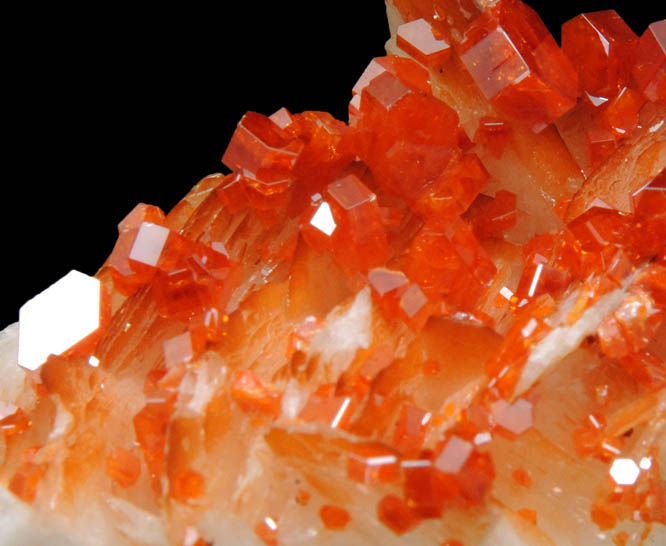 Vanadinite on Barite from Mibladen, Haute Moulouya Basin, Zeida-Aouli-Mibladen belt, Midelt Province, Morocco