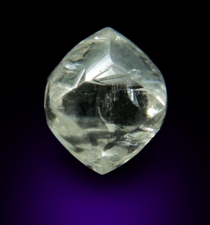 Diamond (0.61 carat pale-yellow dodecahedral crystal) from Almazy Anabara Mine, Sakha (Yakutia) Republic, Siberia, Russia