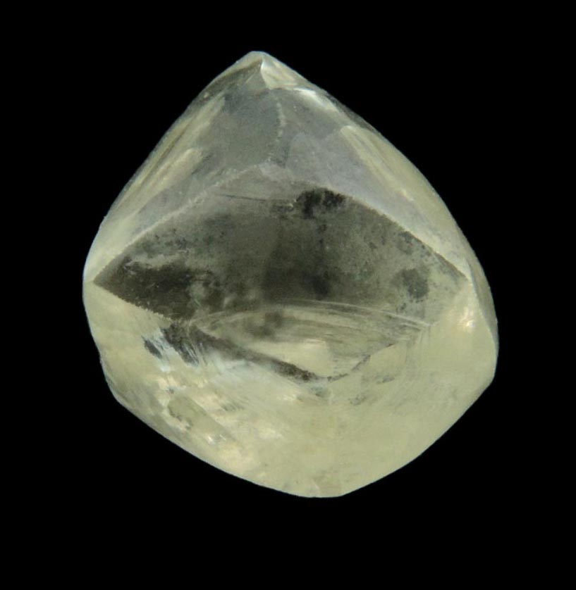 Diamond (2.35 carat gem-quality cuttable pale-yellow complex uncut rough diamond) from Almazy Anabara Mine, Sakha (Yakutia) Republic, Siberia, Russia