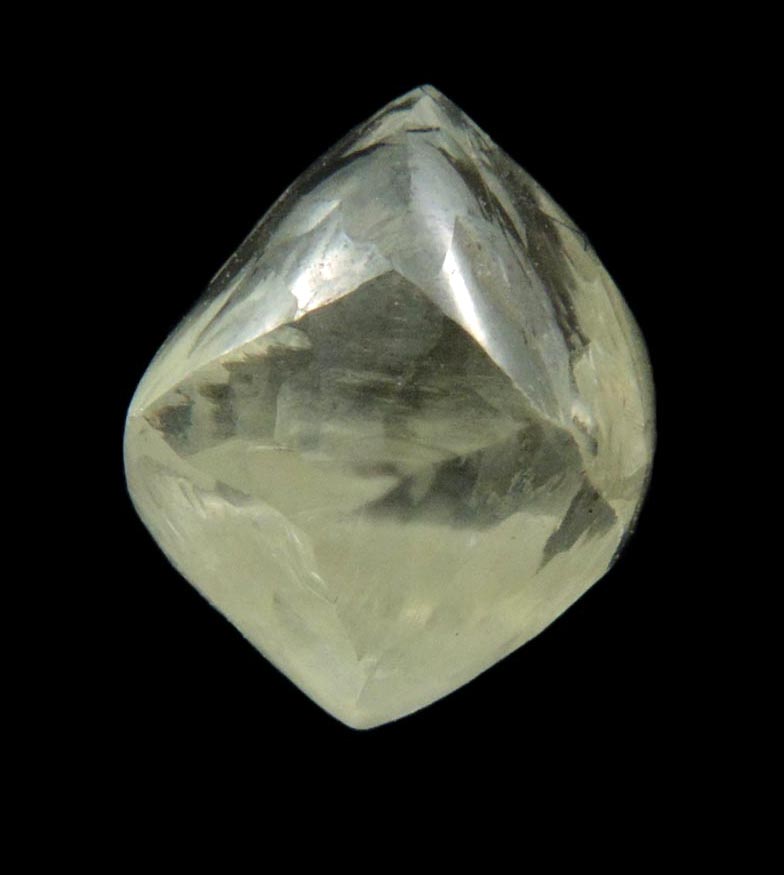 Diamond (2.35 carat gem-quality cuttable pale-yellow complex uncut rough diamond) from Almazy Anabara Mine, Sakha (Yakutia) Republic, Siberia, Russia