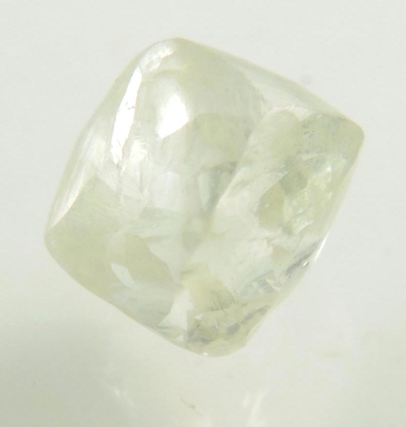 Diamond (2.35 carat gem-quality cuttable pale-yellow complex uncut rough diamond) from Almazy Anabara Mine, Sakha (Yakutia) Republic, Siberia, Russia