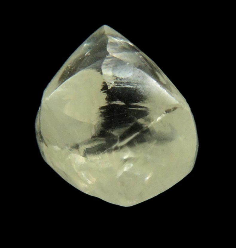 Diamond (2.35 carat gem-quality cuttable pale-yellow complex uncut rough diamond) from Almazy Anabara Mine, Sakha (Yakutia) Republic, Siberia, Russia