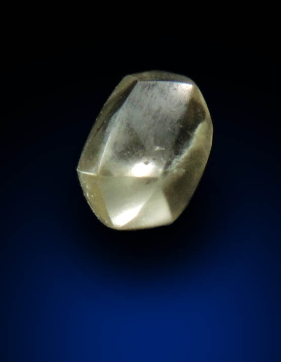 Diamond (0.16 carat yellow elongated dodecahedral crystal) from Northern Cape Province, South Africa