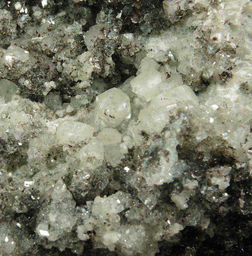 Apophyllite with Calcite on Datolite from Millington Quarry, Bernards Township, Somerset County, New Jersey