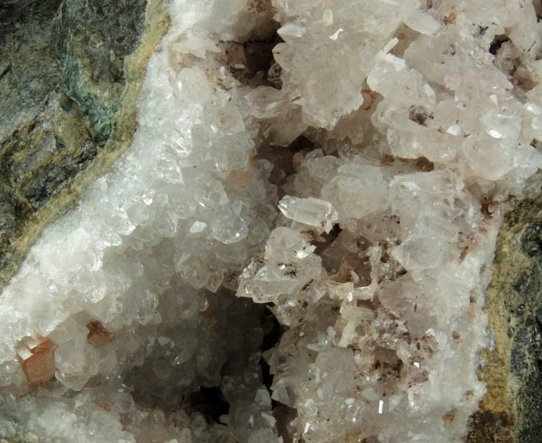 Calcite, Quartz, Stilbite, Hematite from Prospect Park Quarry, Prospect Park, Passaic County, New Jersey