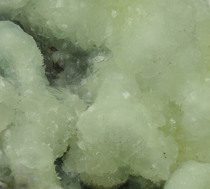 Calcite on Prehnite from O and G Industries Southbury Quarry, Southbury, New Haven County, Connecticut