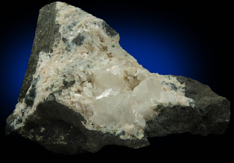 Laumontite and Calcite from O and G Industries Southbury Quarry, Southbury, New Haven County, Connecticut