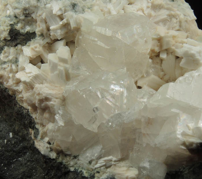 Laumontite and Calcite from O and G Industries Southbury Quarry, Southbury, New Haven County, Connecticut