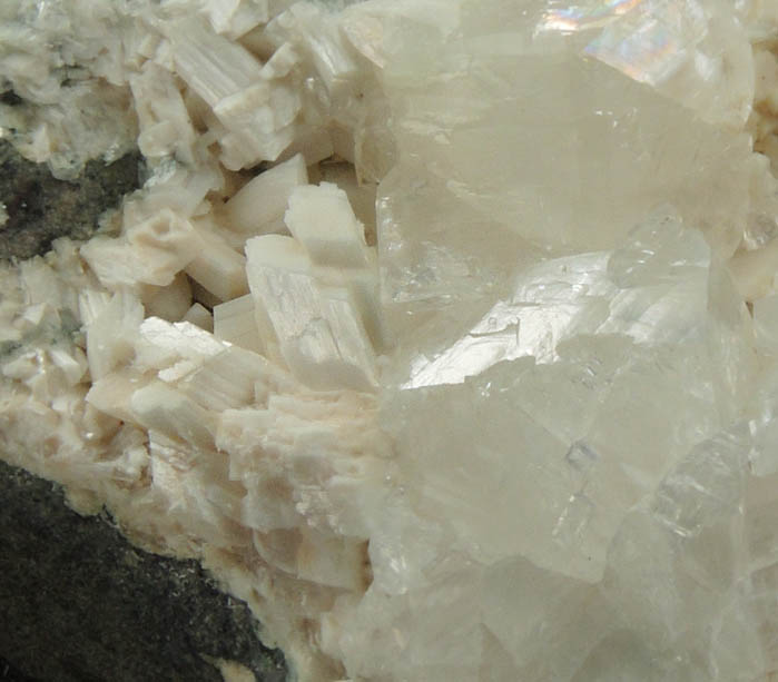 Laumontite and Calcite from O and G Industries Southbury Quarry, Southbury, New Haven County, Connecticut