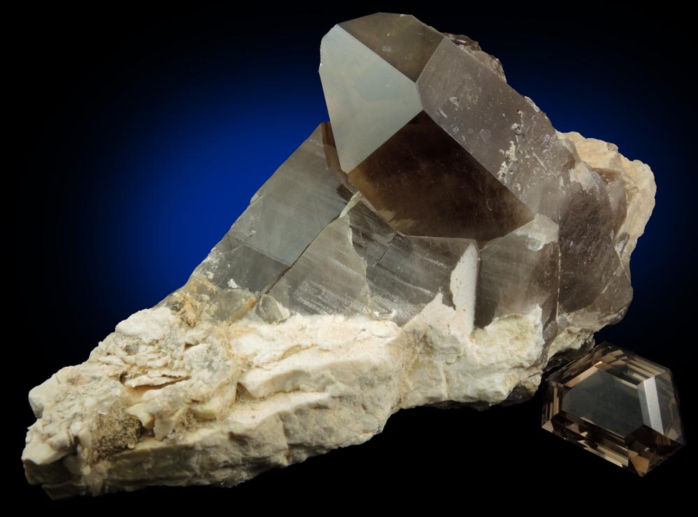 Quartz var. Smoky Quartz with 7.8 gram faceted gemstone from North Moat Mountain, Bartlett, Carroll County, New Hampshire