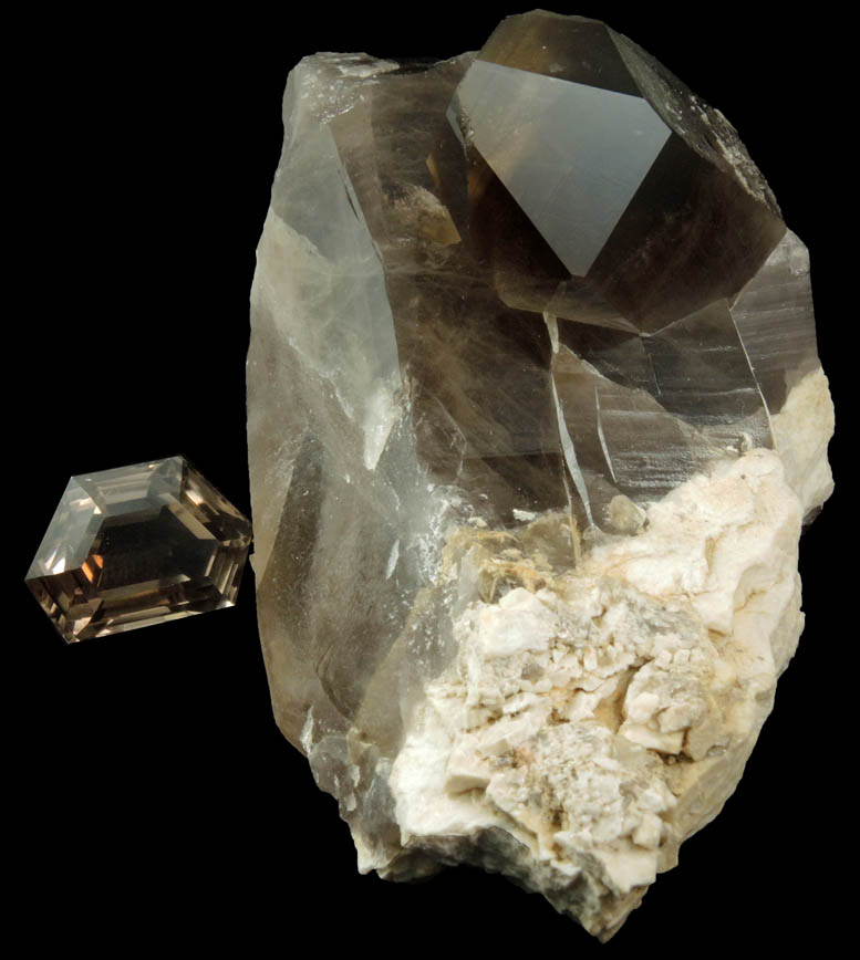 Quartz var. Smoky Quartz with 7.8 gram faceted gemstone from North Moat Mountain, Bartlett, Carroll County, New Hampshire