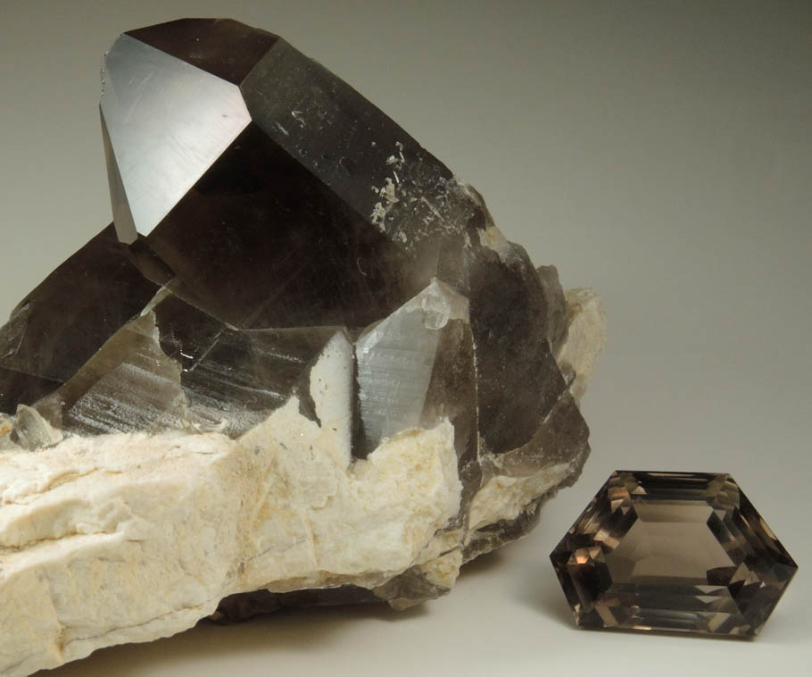 Quartz var. Smoky Quartz with 7.8 gram faceted gemstone from North Moat Mountain, Bartlett, Carroll County, New Hampshire