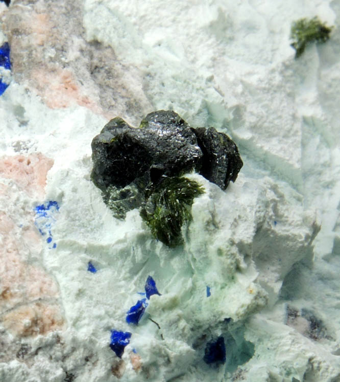 Volborthite with Azurite from Milpillas Mine, Cuitaca, Sonora, Mexico