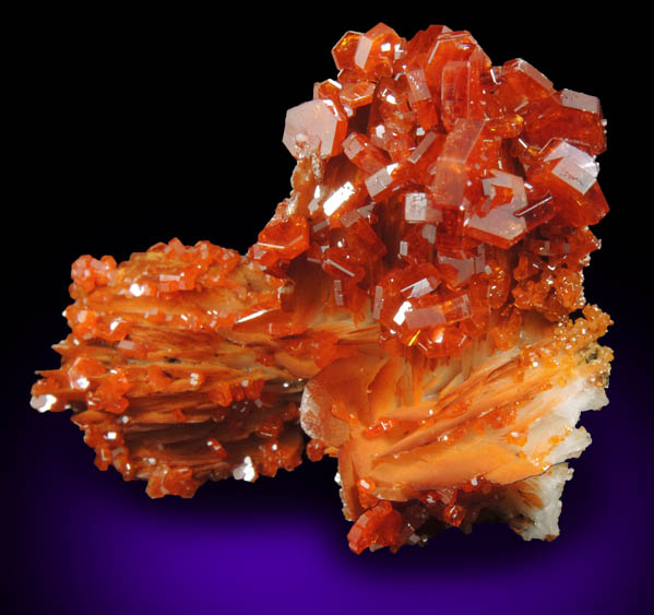 Vanadinite on Barite from Mibladen, Haute Moulouya Basin, Zeida-Aouli-Mibladen belt, Midelt Province, Morocco