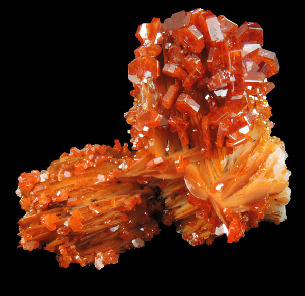 Vanadinite on Barite from Mibladen, Haute Moulouya Basin, Zeida-Aouli-Mibladen belt, Midelt Province, Morocco