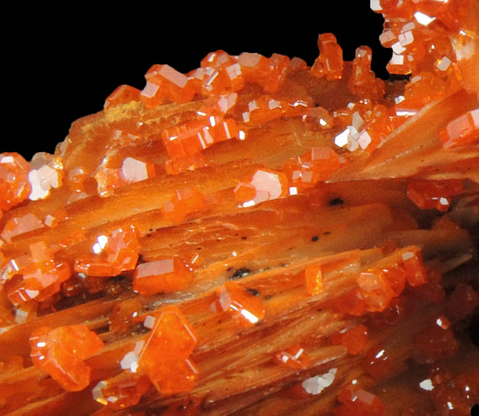 Vanadinite on Barite from Mibladen, Haute Moulouya Basin, Zeida-Aouli-Mibladen belt, Midelt Province, Morocco