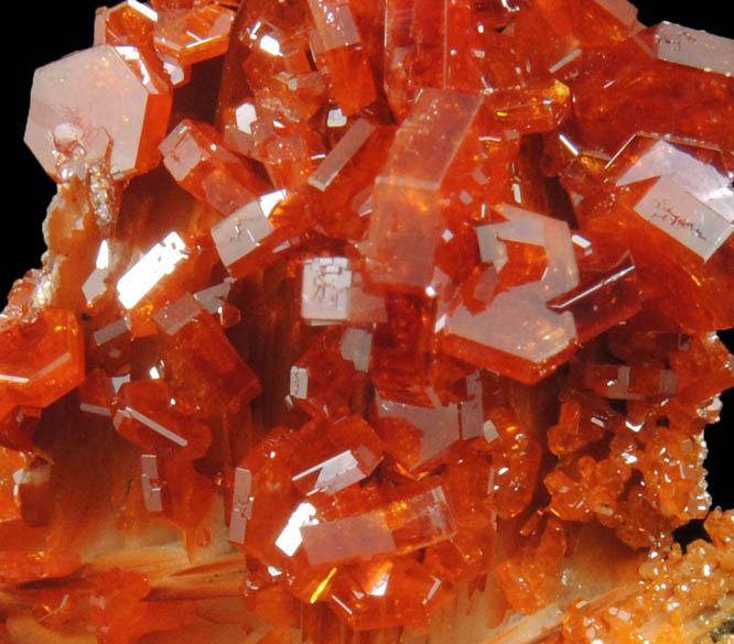 Vanadinite on Barite from Mibladen, Haute Moulouya Basin, Zeida-Aouli-Mibladen belt, Midelt Province, Morocco