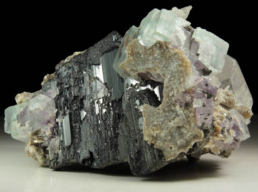 Fluorite, Quartz, Ferberite from Yaogangxian Mine, Nanling Mountains, Hunan, China