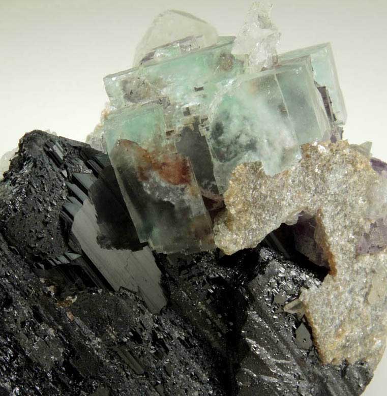 Fluorite, Quartz, Ferberite from Yaogangxian Mine, Nanling Mountains, Hunan, China