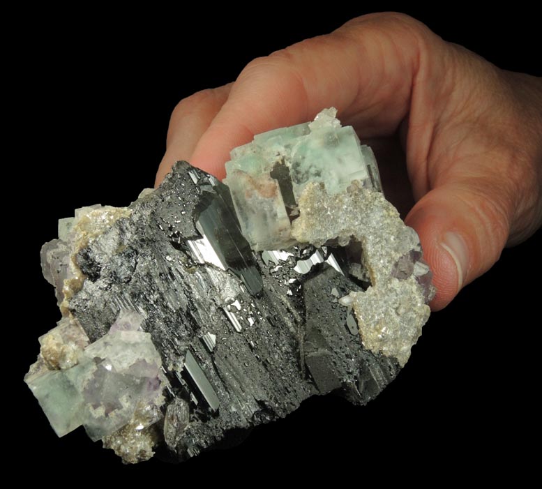 Fluorite, Quartz, Ferberite from Yaogangxian Mine, Nanling Mountains, Hunan, China