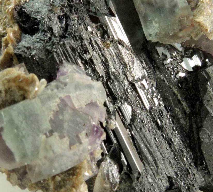 Fluorite, Quartz, Ferberite from Yaogangxian Mine, Nanling Mountains, Hunan, China