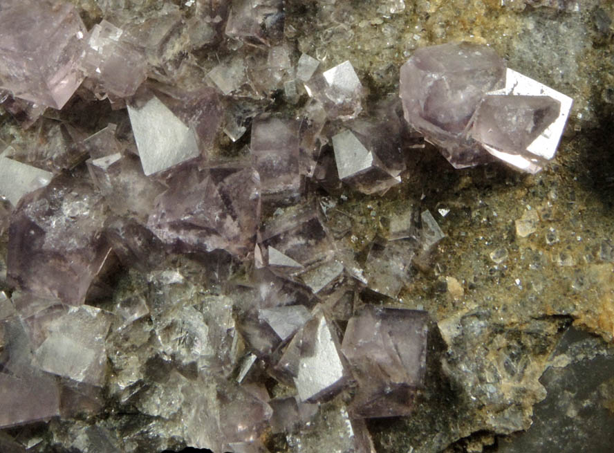 Fluorite (interpenetrant-twins) on Quartz from Blackdene Mine, Ireshopeburn, Weardale, County Durham, England