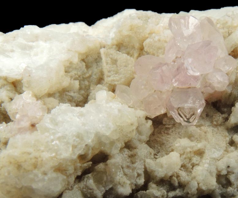 Quartz var. Rose Quartz Crystals with Cookeite on Albite from Rose Quartz Locality, Plumbago Mountain, Newry, Oxford County, Maine